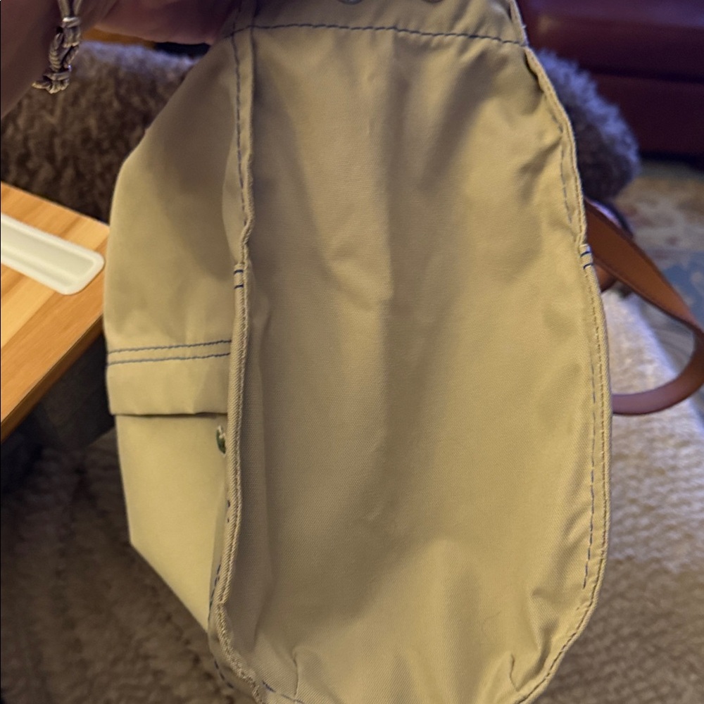Lacoste Light Beige Nylon Tote with Brown Leather Handles - Picture 14 of 16